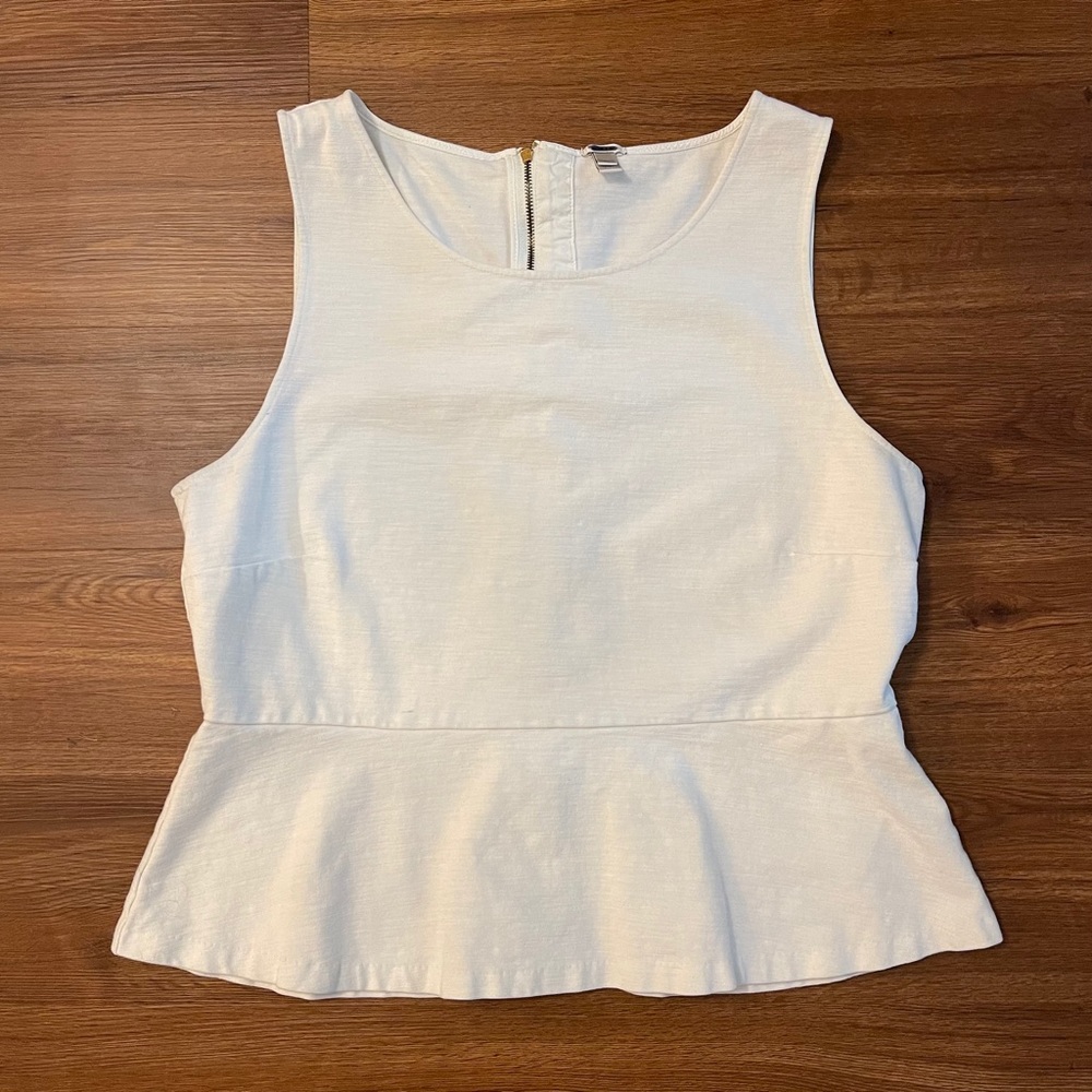 J.Crew Ponte Peplum Top - White